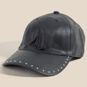 Faux Leather Rivet Trim Cap